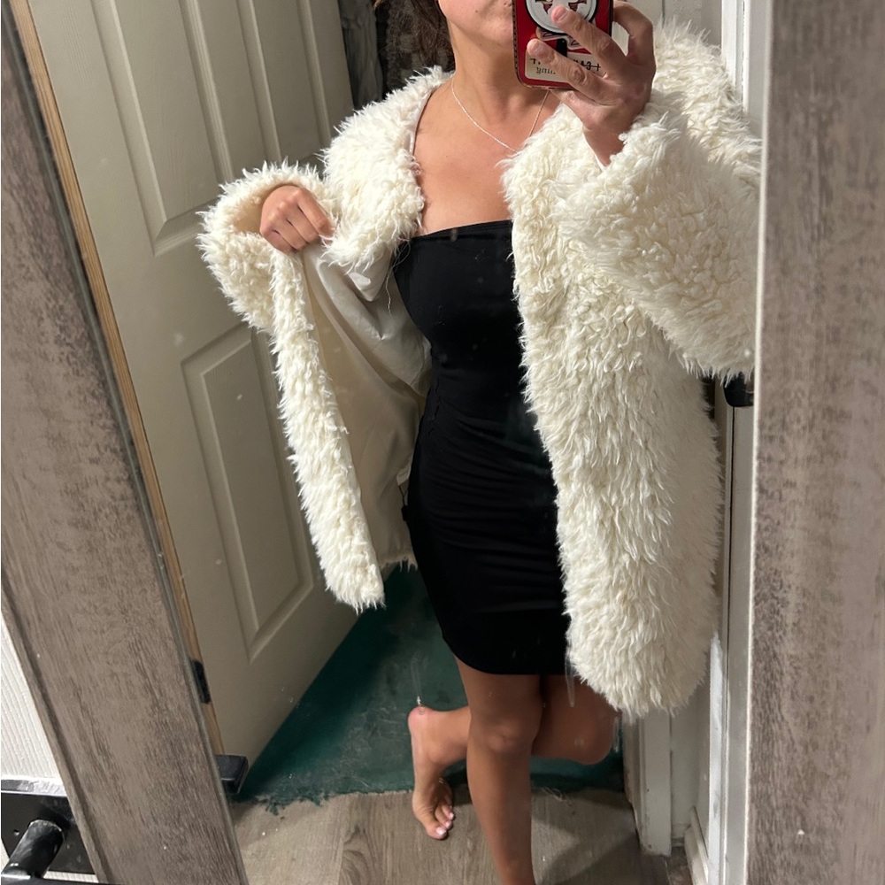 Chicwish White Teddy Jacket Plush Oversized Fit